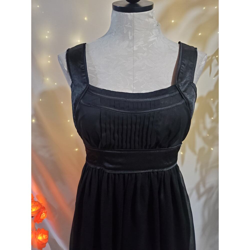 Twenty One Noir Leather Chiffon Pleated Satin Fit & Flare Dress Womens Size S - Picture 2 of 11